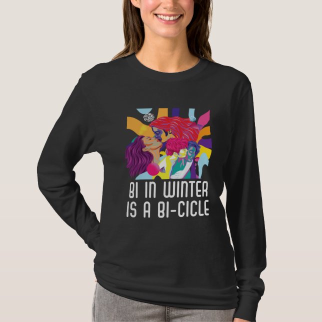 T-shirt Bi In Winter Is A Bi cicle Bisexual Rainbow Pride  (Devant)