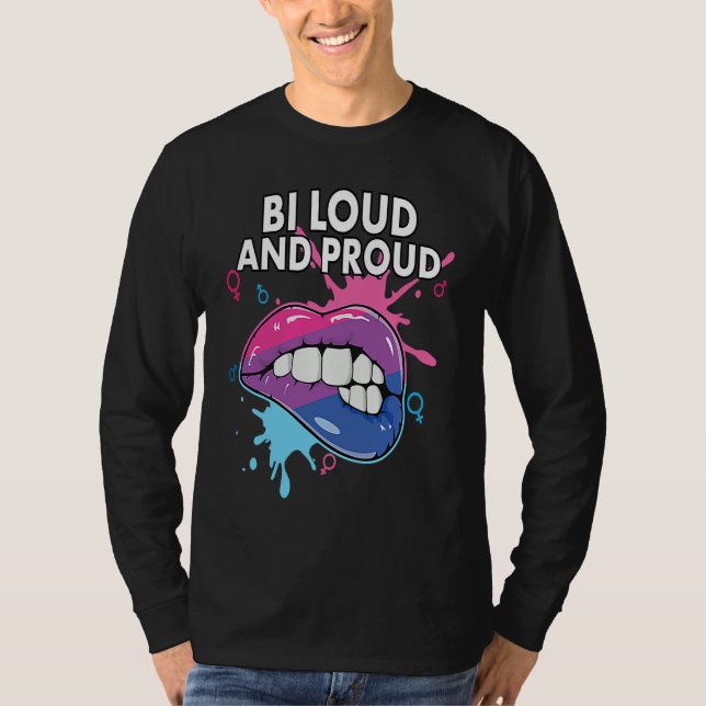 T-shirt Bi Loud and Proud Bisexual Rainbow Pride Bisexuali (Devant)