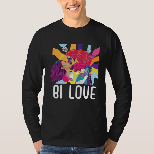 T-shirt Bi Love Bisexual Rainbow Pride March Bisexuality L (Devant)