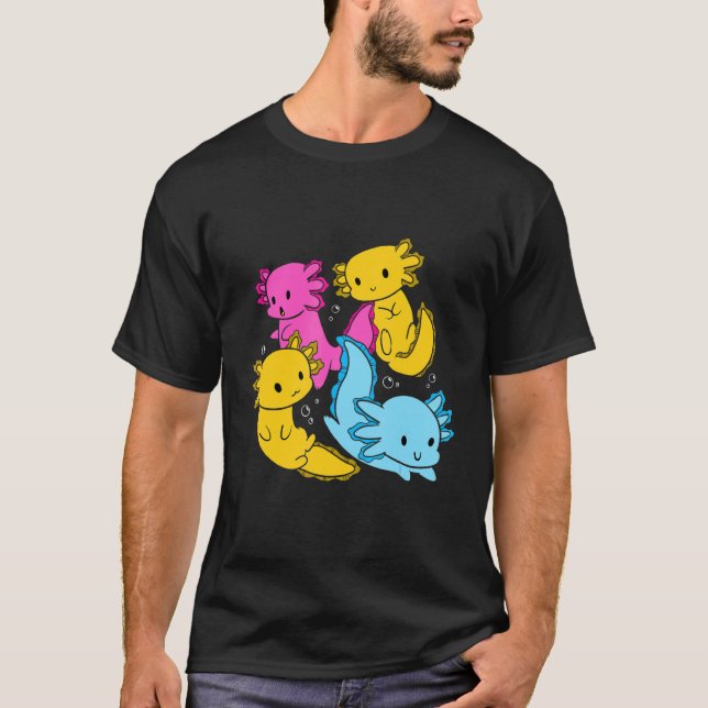T-shirt Bi Pansexual Pride Mexicaine Salamander Axolotl Pi (Devant)