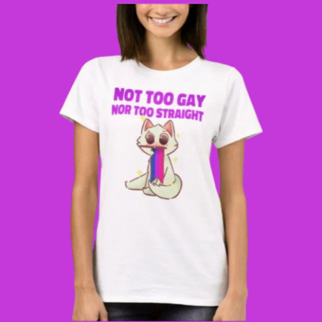 T-shirt Bi Parfaitement : Pas Trop Gay Ni Trop Droit Chat (Créateur téléchargé)
