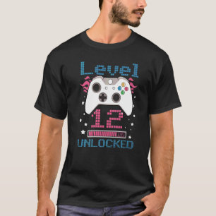T-shirt Bi pour garçon de 12 ans, niveau 12 débloqué, joue