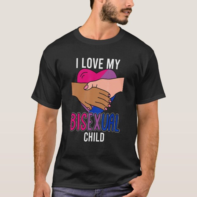 T-shirt Bi Pride Coeur J'Aime Mon Enfant Bisexuel Fier Lgb (Devant)