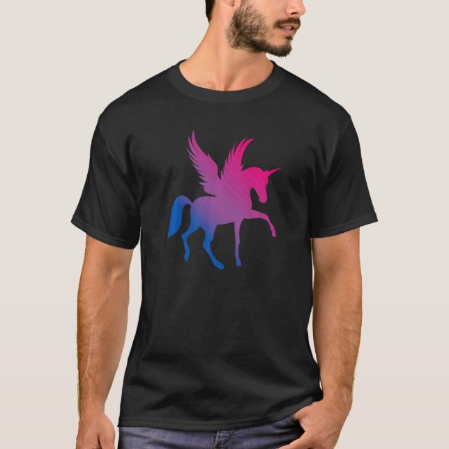 T-shirt Bi Pride Flag Unicorn Bisexual Premium (Devant)