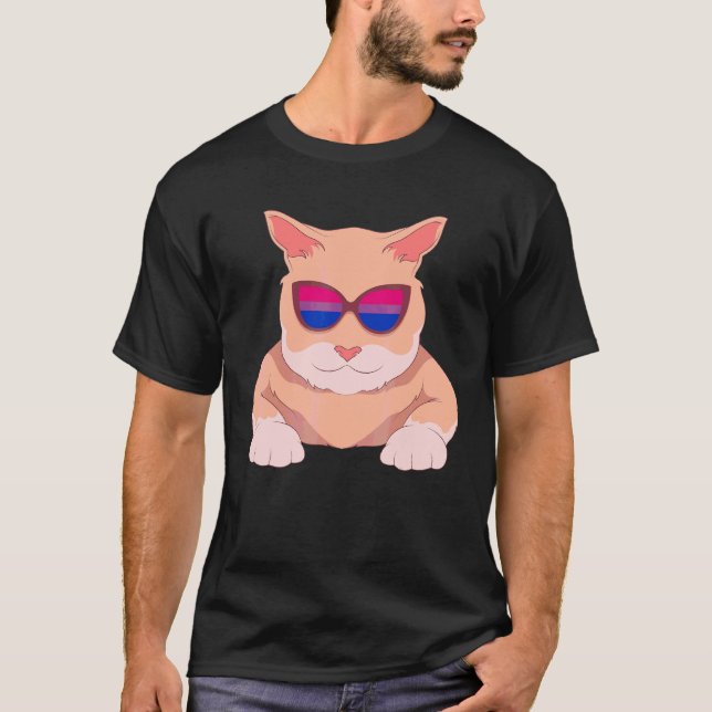 T-shirt Bi Pride Mois Cool Bisexual Lunettes de soleil Cat (Devant)