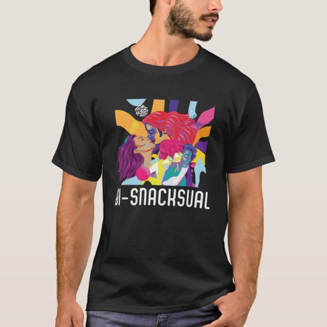 T-shirt Bi Snacksual Bisexuel Rainbow Pride Bisexualité LG (Devant)