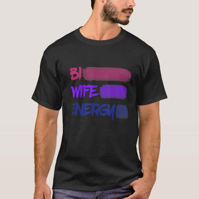 T-shirt Bi Wife Energy Stripe Brossé ligne Conception bise (Devant)
