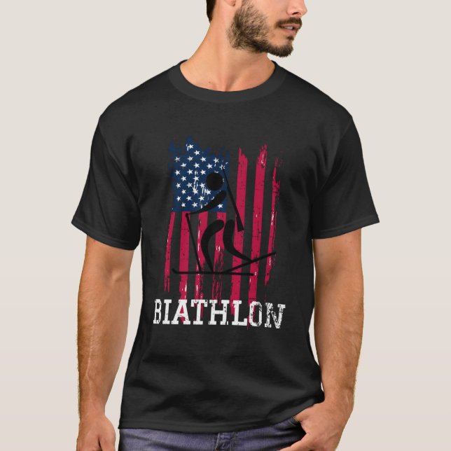 T-shirt Biathlon du drapeau américain (Devant)