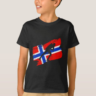 T-shirt Biathlon Norvège Drapeau Norvégien Skin de fond