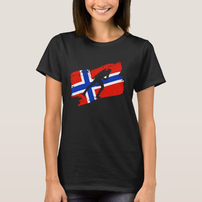 T-shirt Biathlon Norvège Drapeau Norvégien Skin de fond (Devant)
