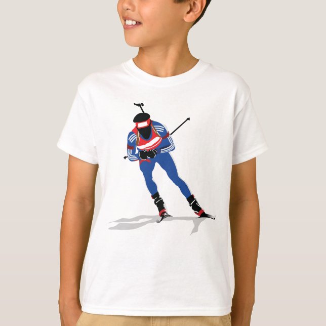 T-shirt Biathlon Skier Sports d'hiver Athlète en action (Devant)