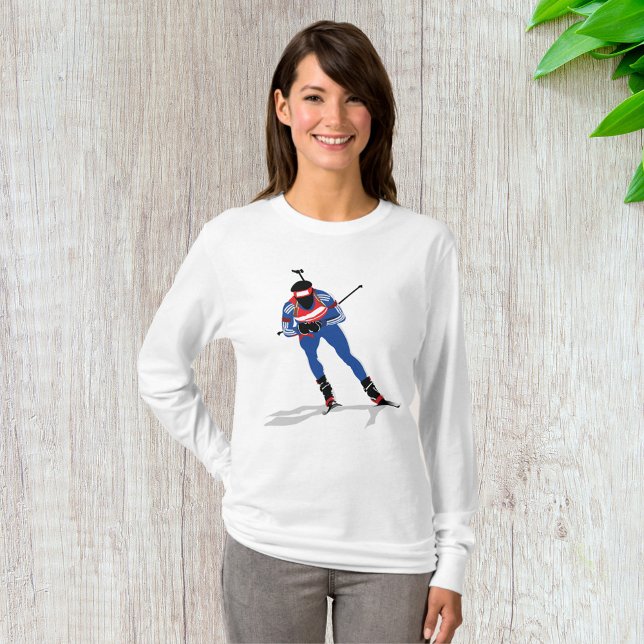 T-shirt Biathlon Skier Sports d'hiver Athlète en action (Créateur téléchargé)