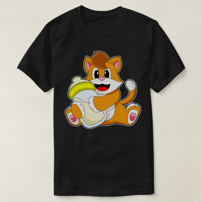 T-shirt Biberon de lait pour bébé chat (Design devant)