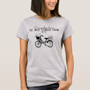 T-shirt Bible chrétienne Verse Boho Fleurs sauvages Vélo