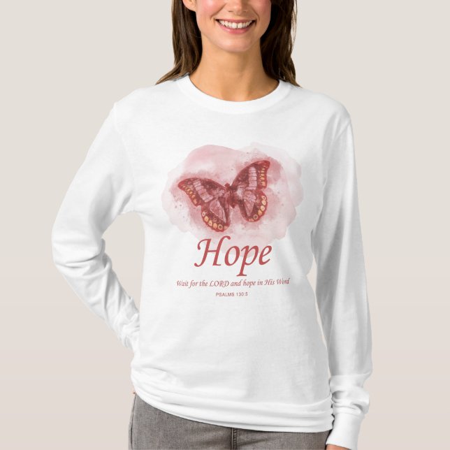 T-shirt Bible du papillon chrétien pour les femmes Verse : (Devant)