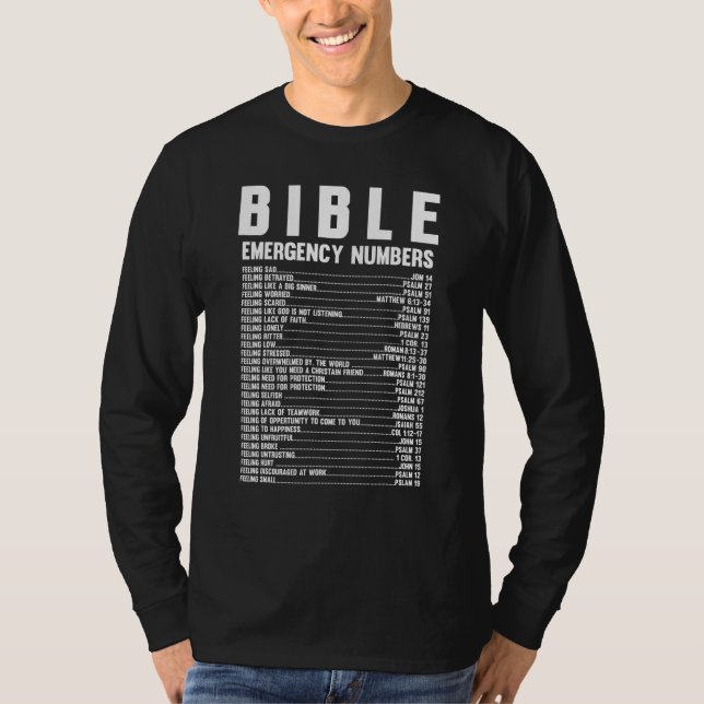 T-shirt Bible Emergency Hotline Numbers  Bible Verse (Devant)