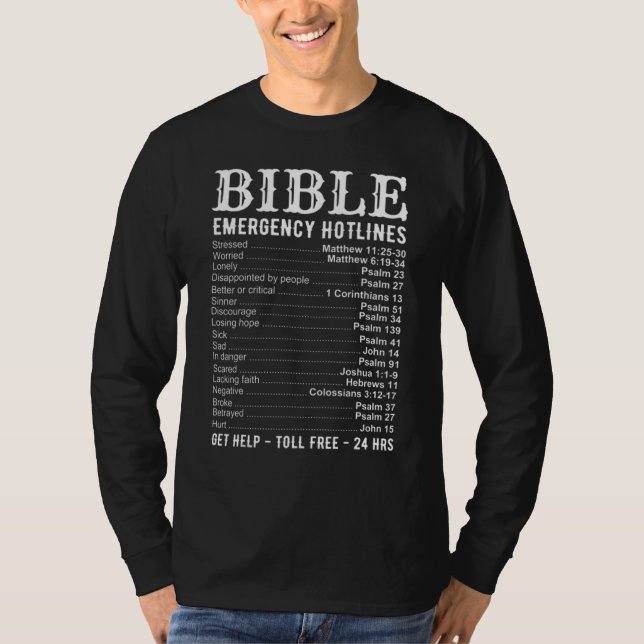 T-shirt Bible Emergency Hotline Numbers  Cool Christian (Devant)