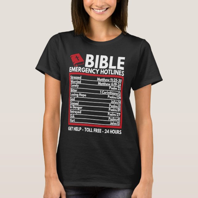 T-shirt Bible Emergency Numbers  Funny Christian Bible & J (Devant)