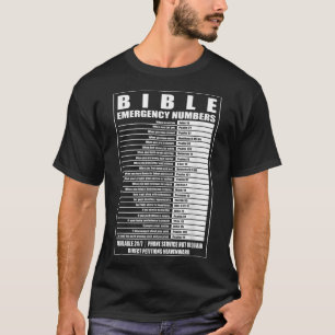 T-shirt Bible Emergency Numbers Religious Christian Tee