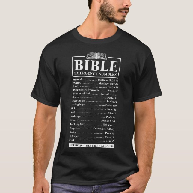T-shirt Bible Numéro d'urgence Hotline Christian Verses S (Devant)