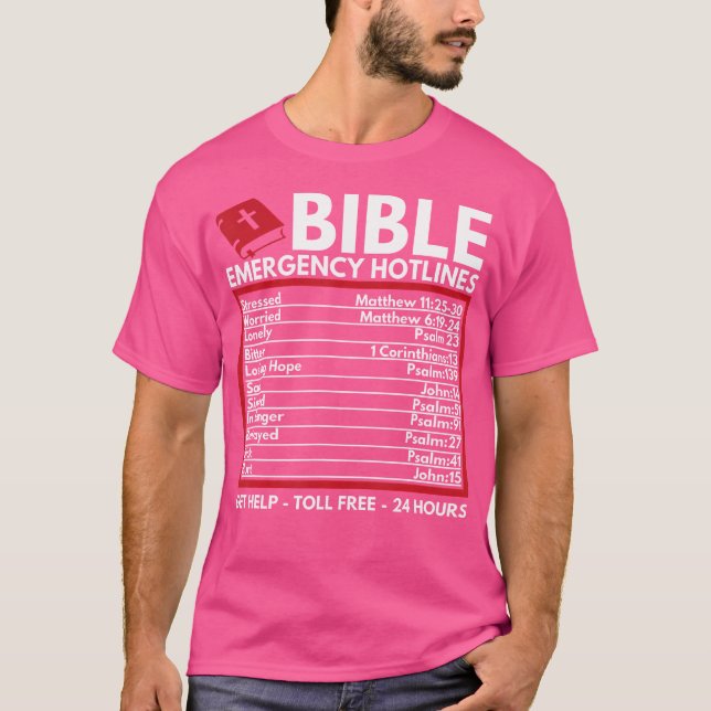 T-shirt Bible numéros d'urgence - Drôle Christian Bible Je (Devant)