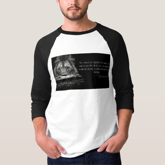 T-shirt Bible Verse Écriture 1 Pierre 5:8 KJV 3/4 Homme (Devant)