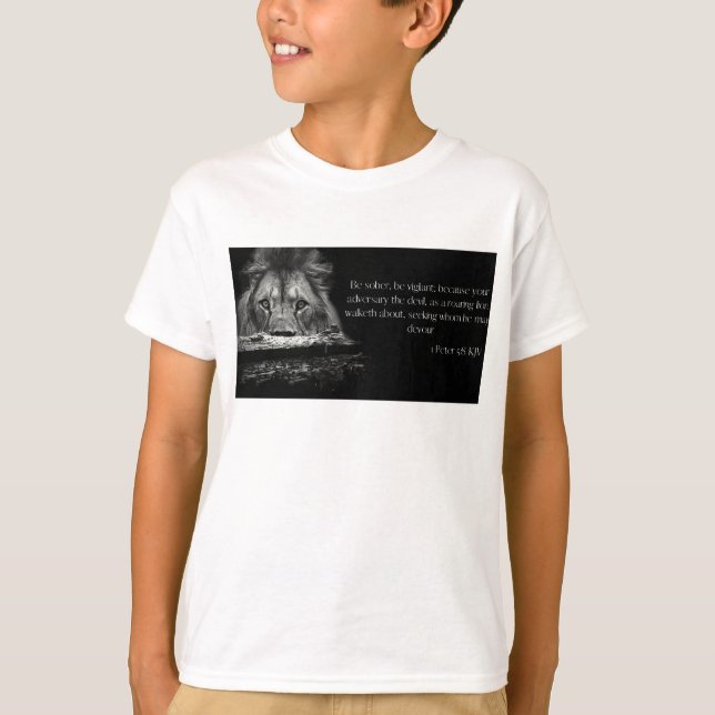 T-shirt Bible Verse Écriture 1 Pierre 5:8 KJV Boy's (Devant)