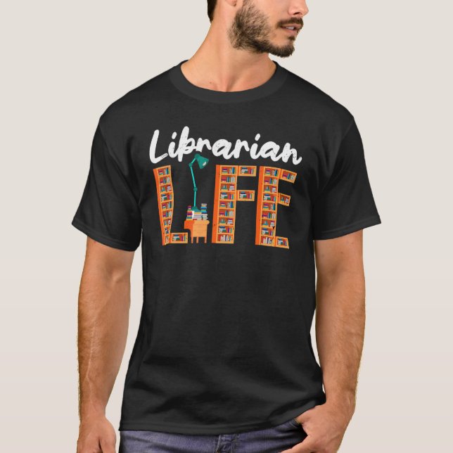 T-shirt Bibliothécaire Bibliothèque Vie Enseignant École B (Devant)