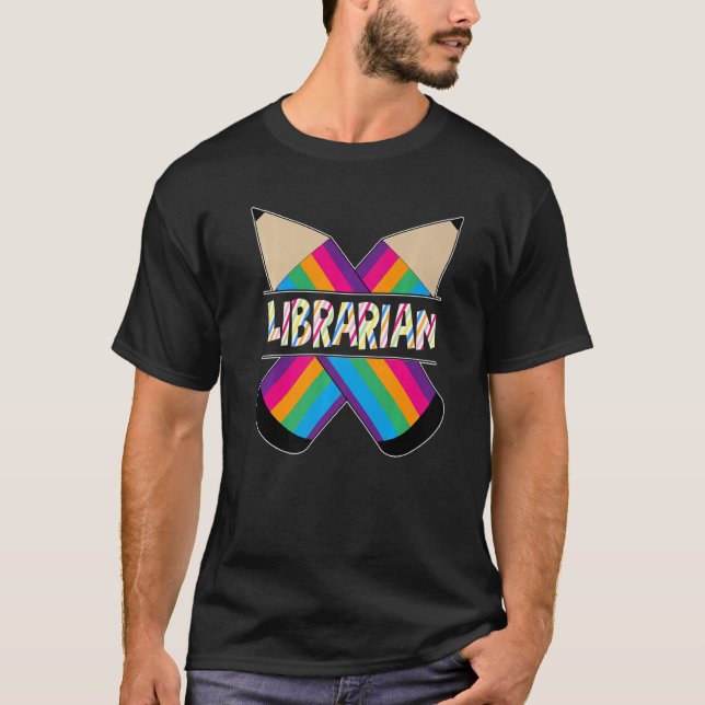 T-shirt Bibliothécaire de crayons colorés (Devant)