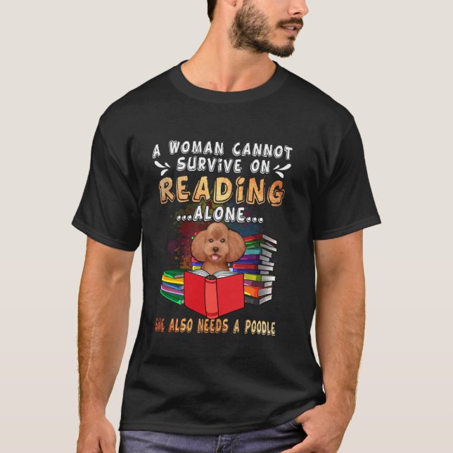 T-shirt Bibliothécaire de livres de femmes Lecture Poodle  (Devant)