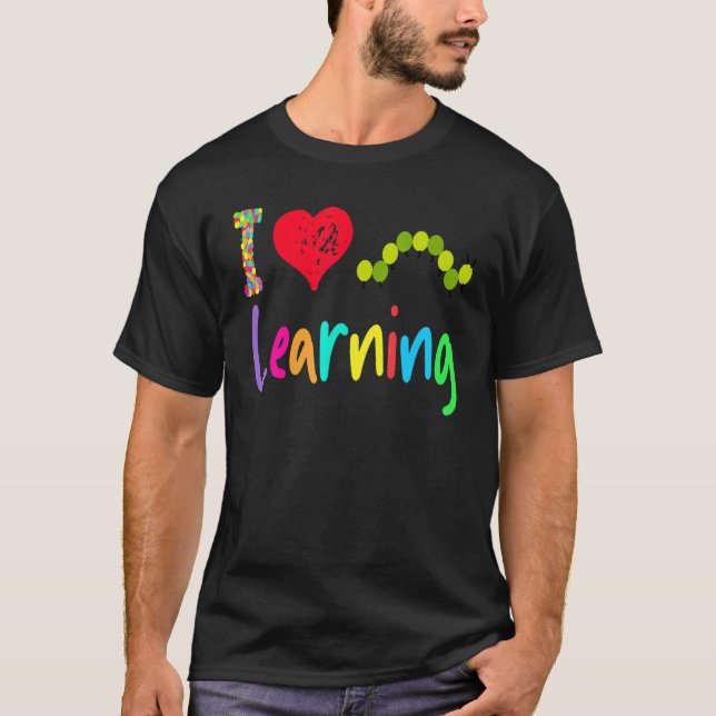 T-shirt Bibliothécaire Enseignant J'aime Apprendre Chenill (Devant)