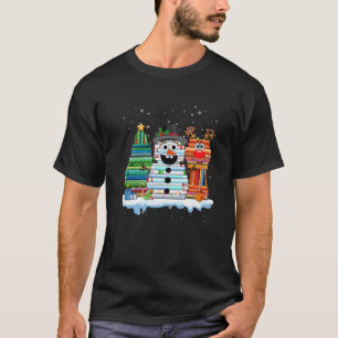 T-shirt Bibliothécaire Livre Lover Noël Livre Stack Rein