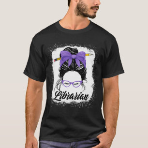 T-shirt Bibliothécaire Messy Bun Femmes Purple Funny Retou
