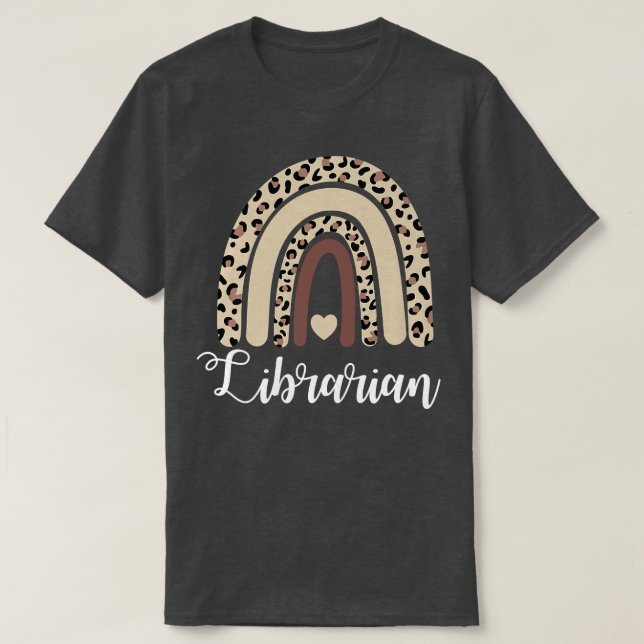 T-shirt Bibliothécaire Rainbow Boho Leopard Bibliothèque L (Design devant)