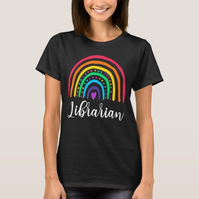 T-shirt Bibliothécaire Rainbow Leopard School Bibliothécai (Devant)