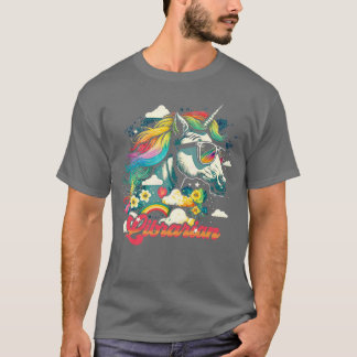 T-shirt Bibliothécaire Rainbow Unicorn