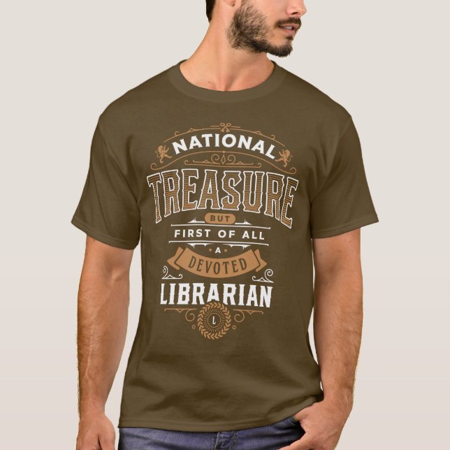 T-shirt Bibliothécaire Trésor National Appréciation élégan (Devant)