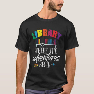T-shirt Bibliothèque bibliothécaire où les aventures comme