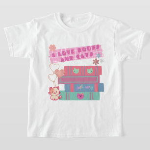 T-shirt Bibliothèque Coquette - J'aime les livres & chats 