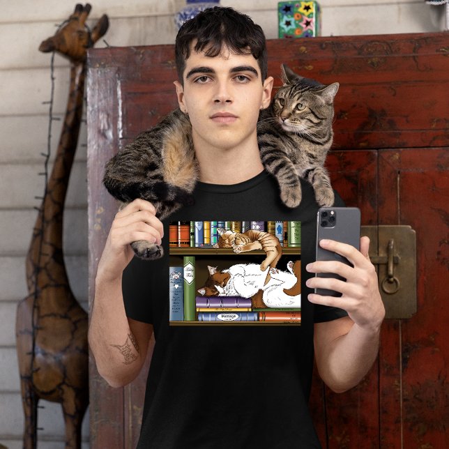 T-shirt Bibliothèque de chats de plateau de livres (Créateur téléchargé)