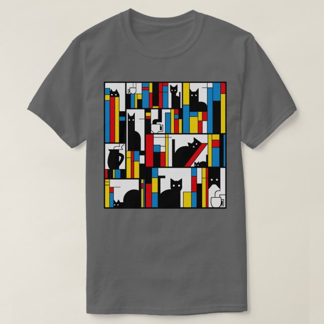 T-shirt Bibliothèque de chats Mondrian par Tobe Fonseca (Design devant)