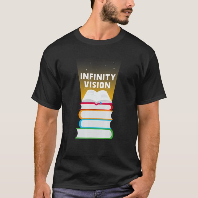 T-shirt Bibliothèque de livres Infinity Vision Lecture du  (Devant)