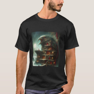T-shirt Bibliothèque de maison d'oiseau de fantaisie