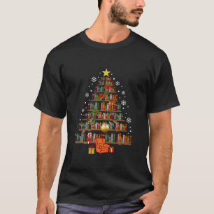 T-shirt Bibliothèque de Noël Arbre mignonne livre Lover Li