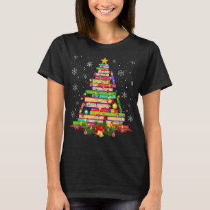 T-shirt Bibliothèque des arbres de Noël Lumières Arbre de