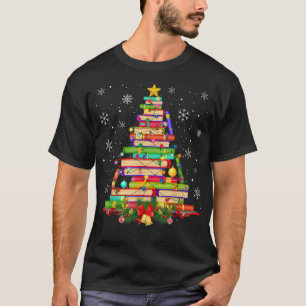 T-shirt Bibliothèque des arbres de Noël Lumières Arbre de