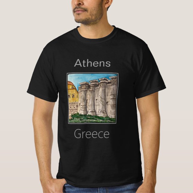 T-shirt Bibliothèque d'Hadrien, Athènes, Grèce (Devant)
