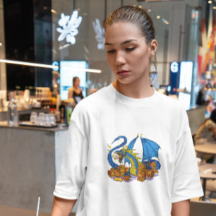 T-shirt Bibliothèque Dragon Avec Livres