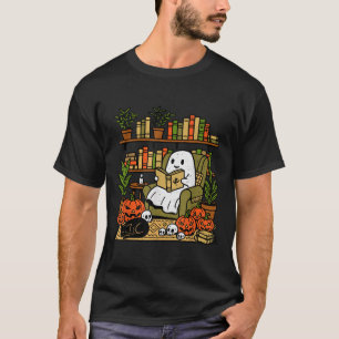 T-shirt Bibliothèque Fantôme Lecture Livres Halloween Libr