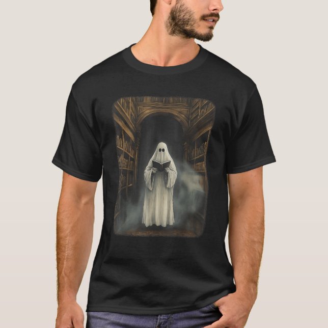 T-shirt Bibliothèque Halloween vintage Ghost Lecture Libra (Devant)